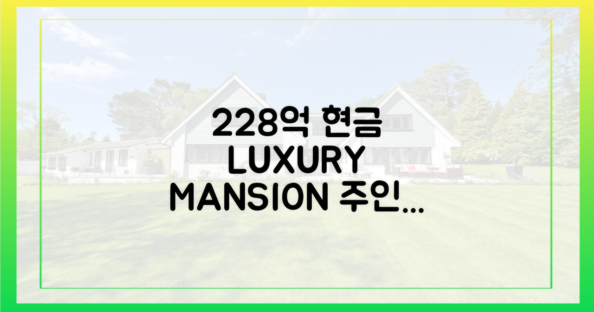 228억 현금, 이 저택은 누구 것?