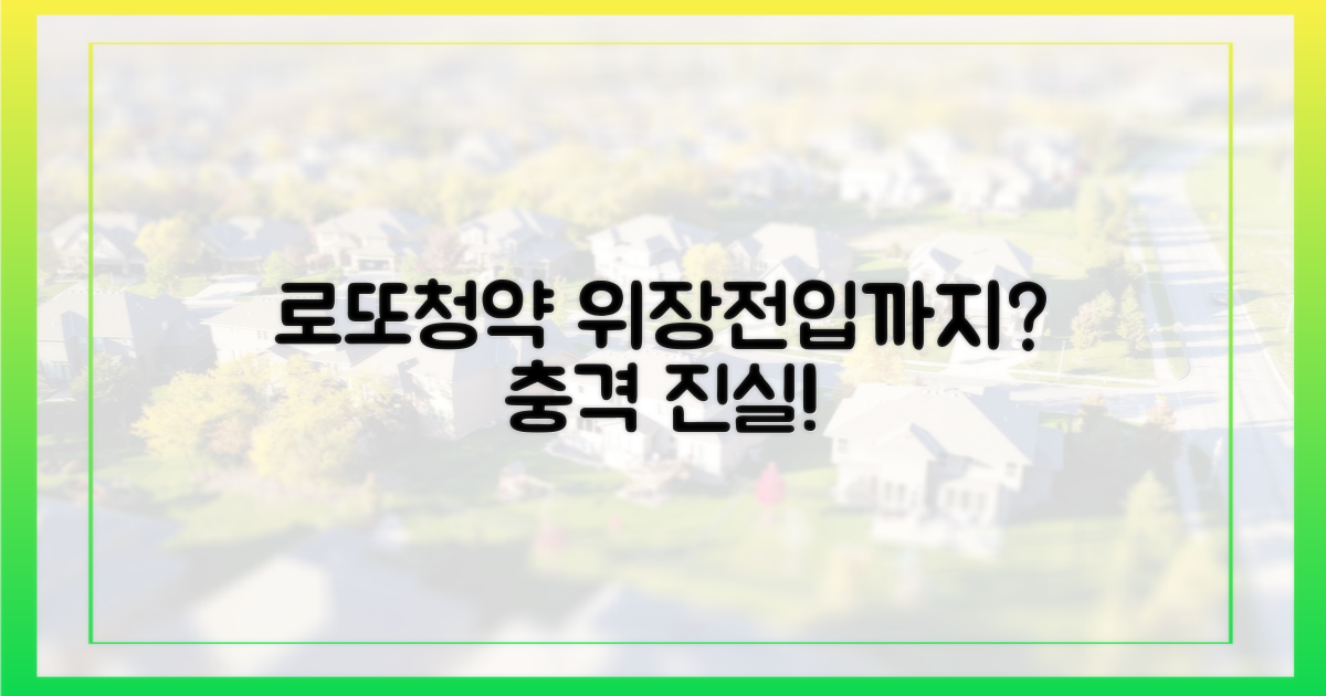 로또청약, 위장전입까지?